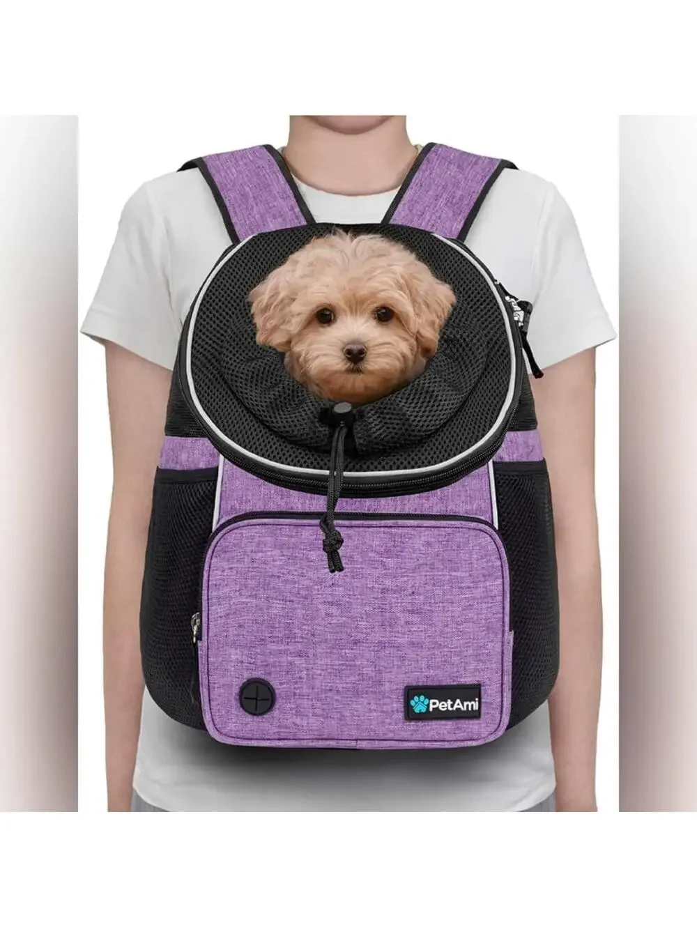 NWT PetAmi Adjustable Dog Chest Carrier Backpack, Ventilated, Max 10lbs, Purple